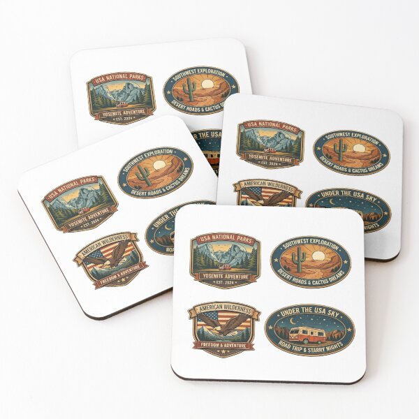 Item preview, USA National Parks Vintage Badge Adventure Sticker Set designed and sold by SasquatchTrail.