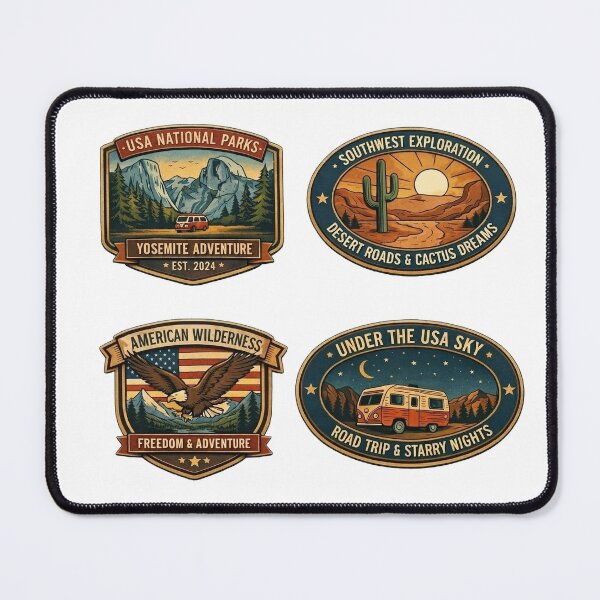 Item preview, USA National Parks Vintage Badge Adventure Sticker Set designed and sold by SasquatchTrail.