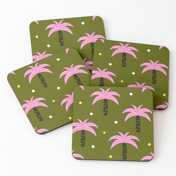 Item preview, Minimalist Pink Palm Trees Tropical Olive Green Pattern designed and sold by Shadow1995.