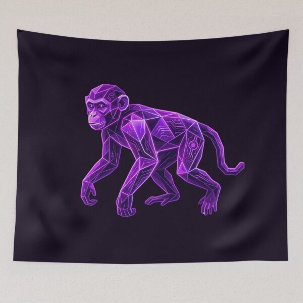 Item preview, Purple Galactic Ape Sticker – Geometric Neon Monkey Art for Space Lovers designed and sold by bsbd-action.