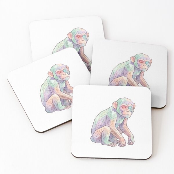 Item preview, Geometric Watercolor Monkey Sticker – Pastel Colored Monkey Art for Modern Art Lovers designed and sold by bsbd-action.