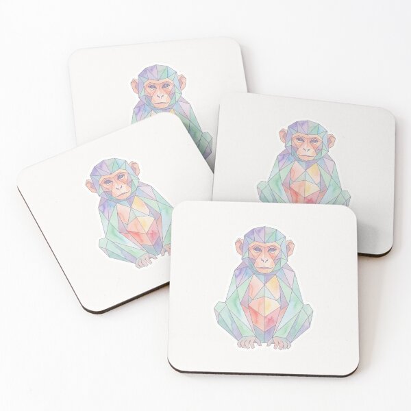Item preview, Geometric Monkey Face Sticker – Artistic Watercolor Portrait for Animal Fans designed and sold by bsbd-action.