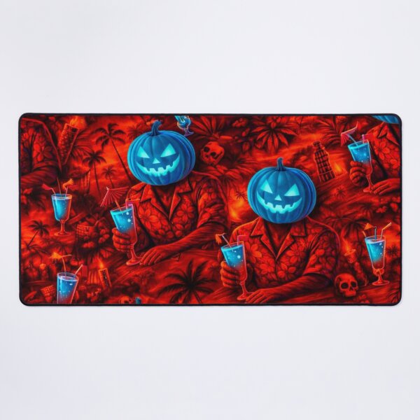 Item preview, Neon Blue Headless Horseman – Tropical Halloween Tiki Bar Art designed and sold by TheHorsemanRidesAgain.