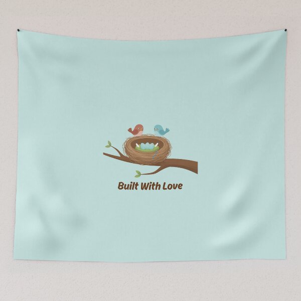 Item preview, Built With Love Cute Birds Nest Design – Family & Home Aesthetic for Stickers, T-Shirts, A-Line Dresses & Cozy Gifts designed and sold by SyedaPrints.