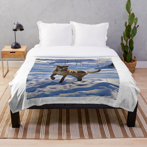 Aperçu de l'œuvre Un chien heureux explore un magnifique paysage hivernal enneigé. créée et vendue par ZoroDesign.