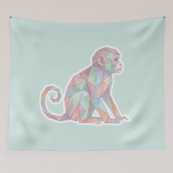 Item preview, Sitting Ape Profile Watercolor Sticker – Relaxing Geometric Design for Sticker Collectors designed and sold by bsbd-action.
