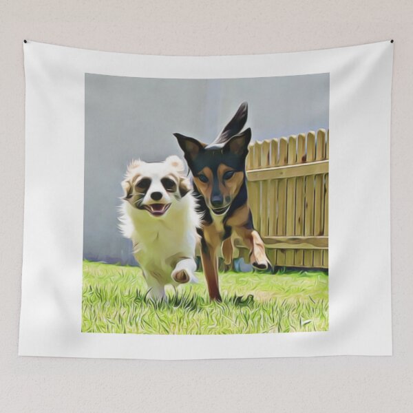 Item preview, Two happy dogs running together  designed and sold by ZoroDesign.