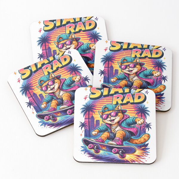 Item preview, Stay Rad Skateboarding Cat – Retro Vaporwave Aesthetic Streetwear Design designed and sold by Moccroad.