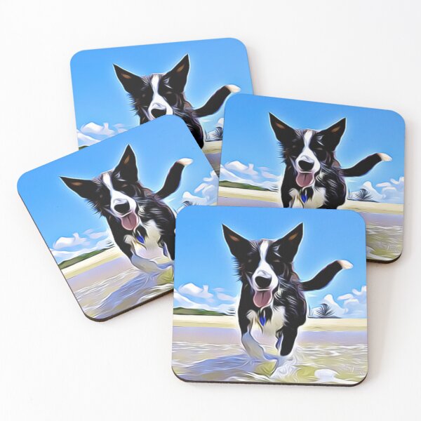 Item preview, Joyful Border Collie running through the ocean waves designed and sold by ZoroDesign.