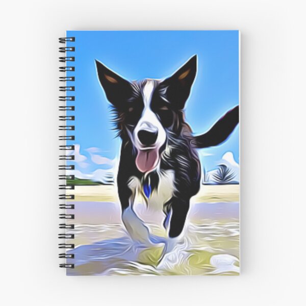 Aperçu de l'œuvre Un Border Collie joyeux court dans les vagues de l'océan créée et vendue par ZoroDesign.