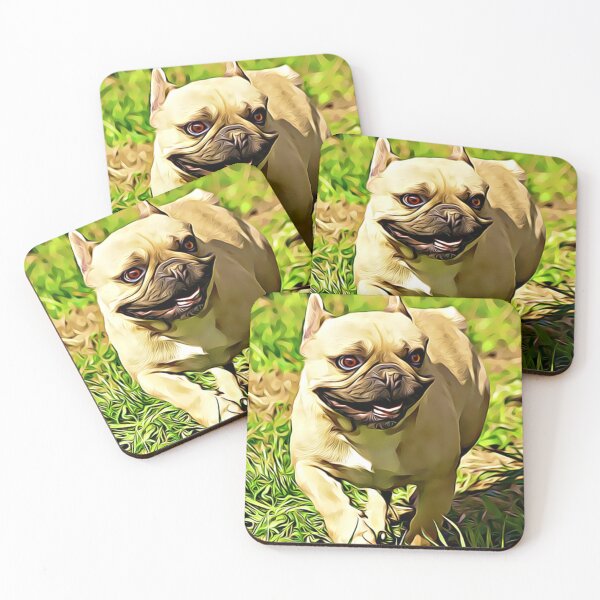 Item preview, Happy fawn French Bulldog running through a green meadow designed and sold by ZoroDesign.
