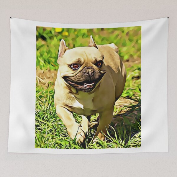 Item preview, Happy fawn French Bulldog running through a green meadow designed and sold by ZoroDesign.