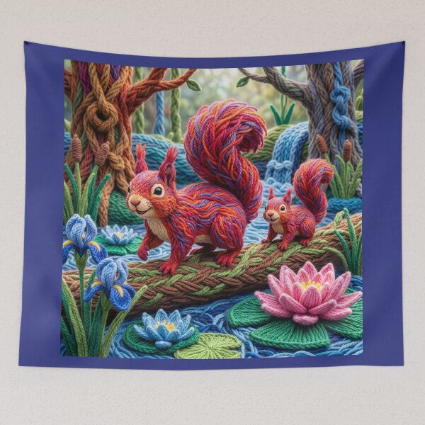 Item preview, Yarn Red Squirrels Cross Fallen Yarn Log designed and sold by Tridentulus.