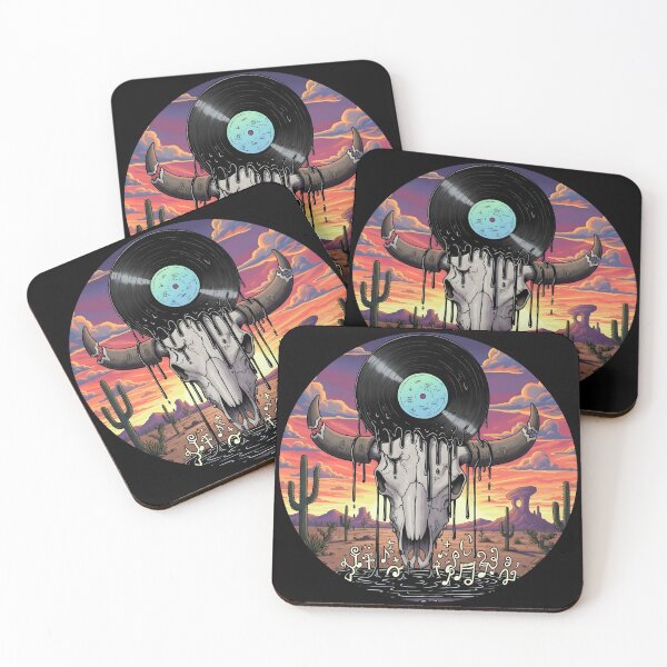 Item preview, Desert Vinyl Skull – Western Psychedelic Music Aesthetic designed and sold by CrimsonChords.
