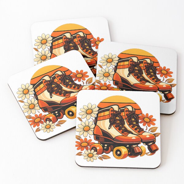 Item preview, Retro Roller Skates with Daisies - 70s Disco Aesthetic designed and sold by Retro Mood Co.