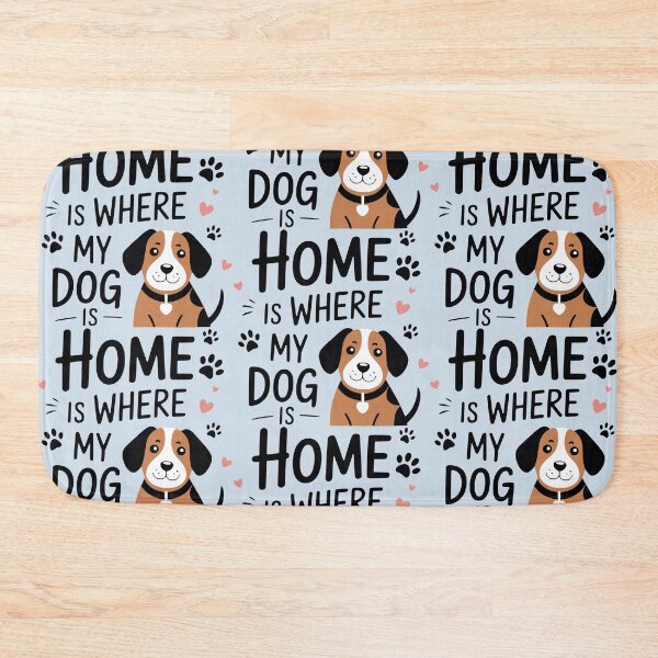 Item preview, Cute dog illustration: 'Home is where my dog is', delicate vector line art designed and sold by VectorJoy.