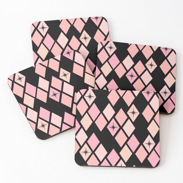 Item preview, Black Pink Retro Diamond Harlequin Star Pattern designed and sold by Vileprint.