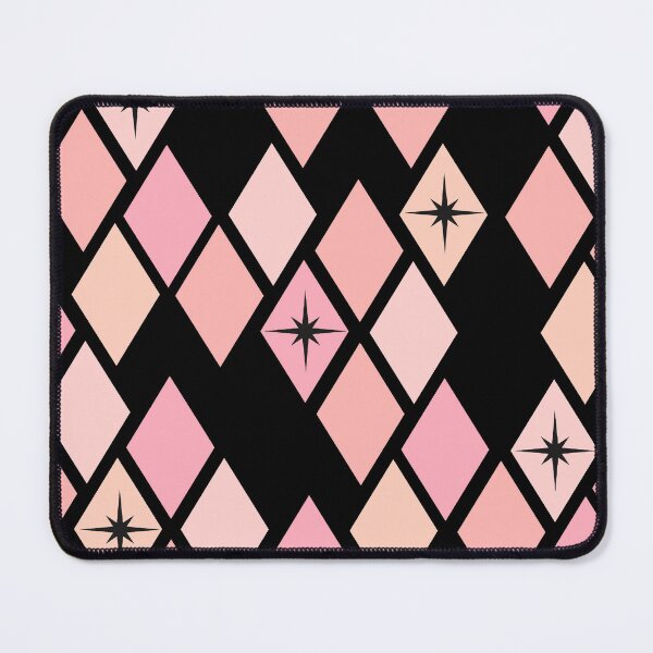 Item preview, Black Pink Retro Diamond Harlequin Star Pattern designed and sold by Vileprint.