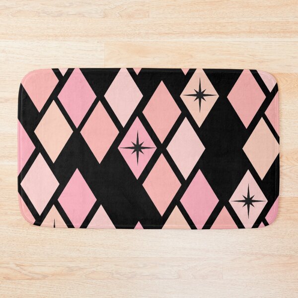 Item preview, Black Pink Retro Diamond Harlequin Star Pattern designed and sold by Vileprint.