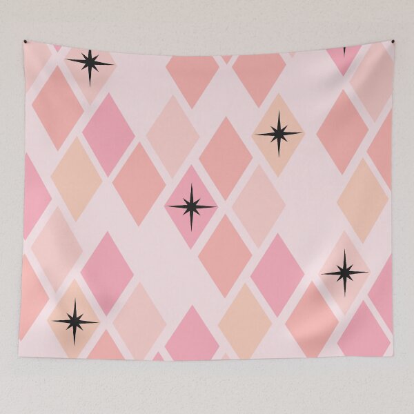 Item preview, Pink Retro Diamond Harlequin Star Pattern designed and sold by Vileprint.