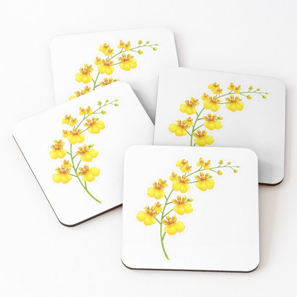 Item preview, Oncidium Orchid Sticker – Cute Yellow Dancing Lady Orchid Flat Illustration Botanical Sticker Art designed and sold by Symbol Universe.
