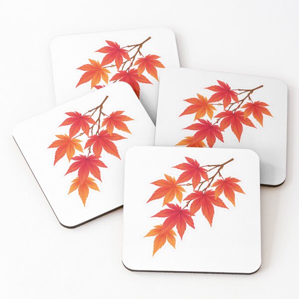 Item preview, Autumn Maple Sticker – Cute Red Orange Japanese Maple Leaf Branch Flat Illustration Sticker Art designed and sold by Symbol Universe.