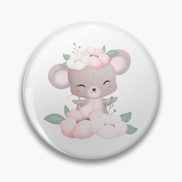 Item preview, Woodland Mouse Flower Wreath - Adorable Spring Forest Animal Gift designed and sold by FuzionRaptor.