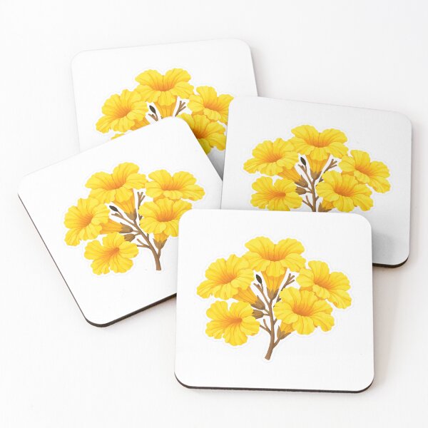 Item preview, Yellow Trumpet Tree Sticker – Cute Golden Tabebuia Flower Cluster Flat Illustration Botanical Sticker Art designed and sold by Symbol Universe.