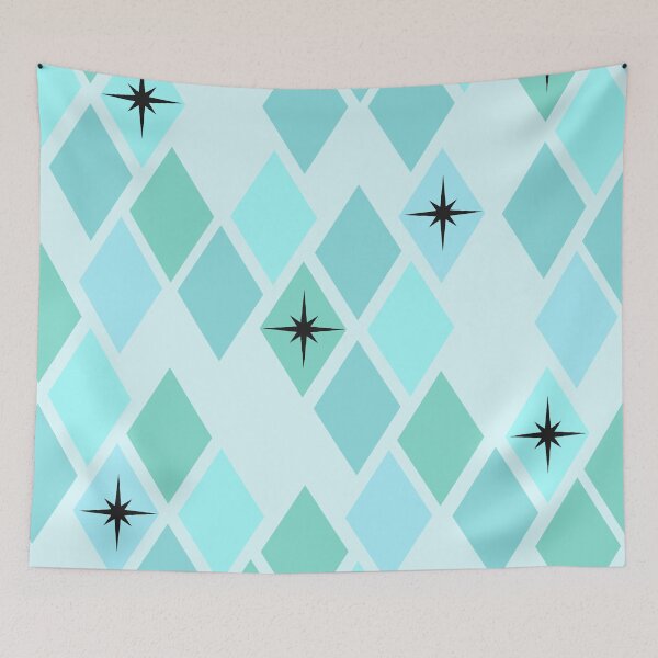 Item preview, Blue Retro Diamond Harlequin Star Pattern designed and sold by Vileprint.