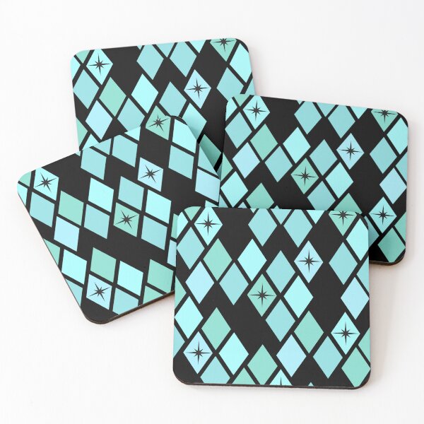 Item preview, Black Blue Retro Diamond Harlequin Star Pattern designed and sold by Vileprint.