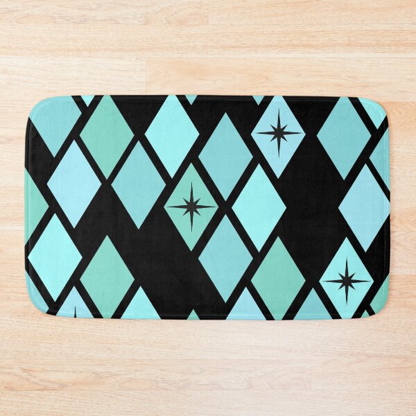 Item preview, Black Blue Retro Diamond Harlequin Star Pattern designed and sold by Vileprint.