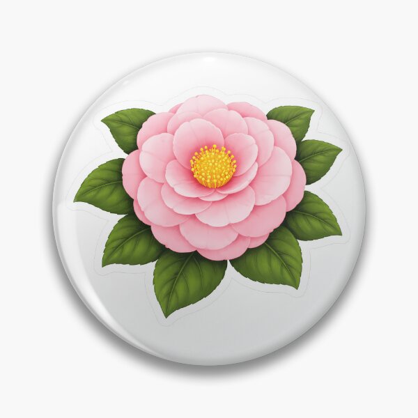 Item preview, Camellia Sticker – Cute Pink Japanese Camellia Full Bloom Flat Illustration Botanical Sticker Art designed and sold by Symbol Universe.