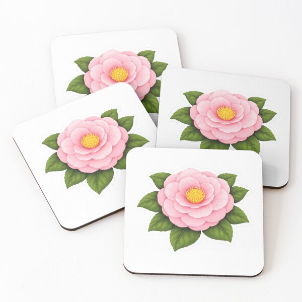 Item preview, Camellia Sticker – Cute Pink Japanese Camellia Full Bloom Flat Illustration Botanical Sticker Art designed and sold by Symbol Universe.