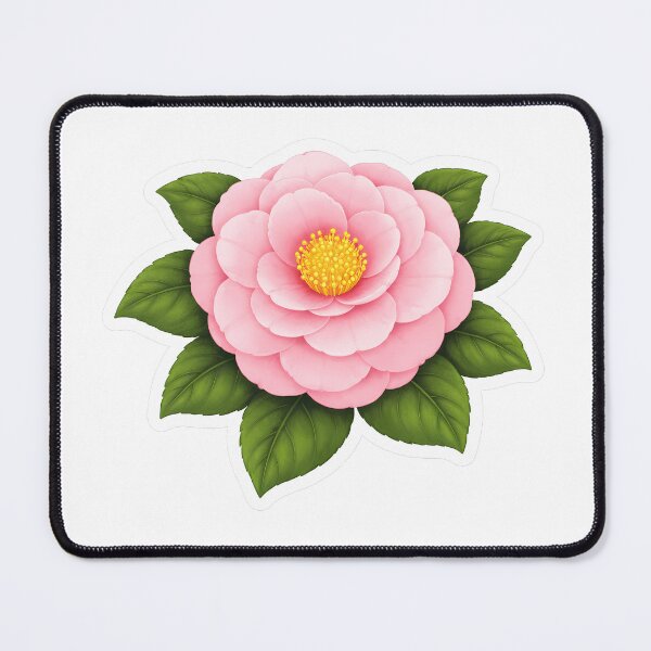 Item preview, Camellia Sticker – Cute Pink Japanese Camellia Full Bloom Flat Illustration Botanical Sticker Art designed and sold by Symbol Universe.