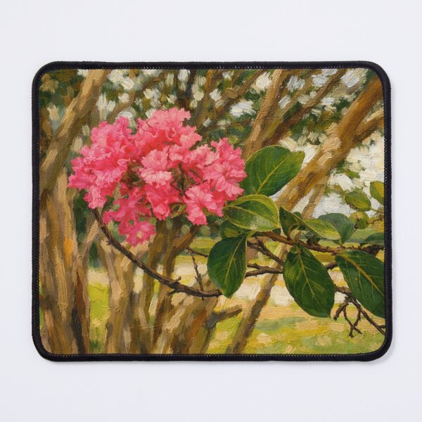 Item preview, Pink Crepe Myrtle Flowers Impressionist Oil Painting designed and sold by Blossom-Breeze.