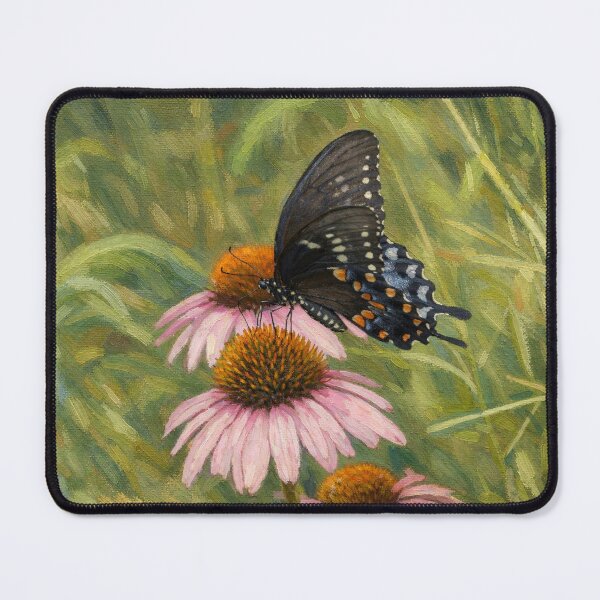Item preview, Black Swallowtail Butterfly on Purple Coneflower Oil Painting designed and sold by Blossom-Breeze.