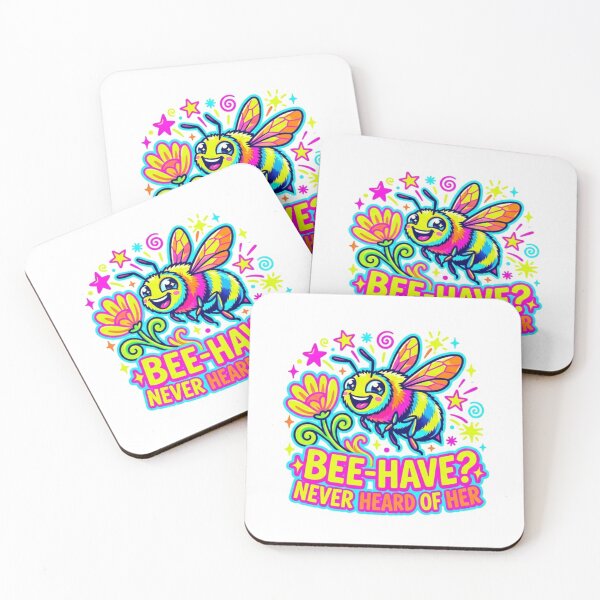 Item preview, Neon Bee-have Funny Pun Sticker designed and sold by Mochi-Sprites.