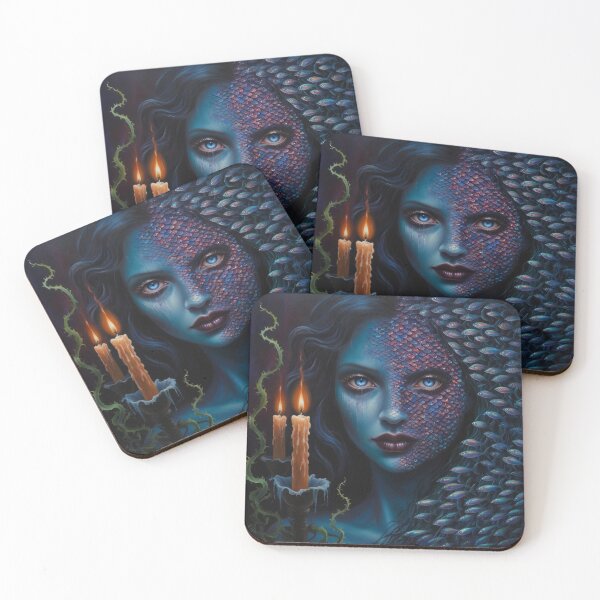 Item preview, Dark Ocean Mermaid Mystic Portrait with Candlelight designed and sold by Mirgonhood.