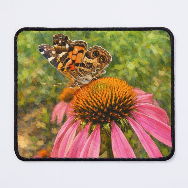 Item preview, Painted Lady Butterfly on Pink Coneflower – Painterly Nature Art designed and sold by Blossom-Breeze.