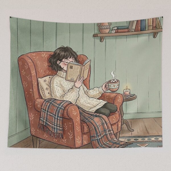 Item preview, Cozy Book Lover Aesthetic Girl!!! - Cozy Girl Book Lover - Girl reading in her cozy reading nook - A cozy paradise for book lovers designed and sold by SoffyLee586.