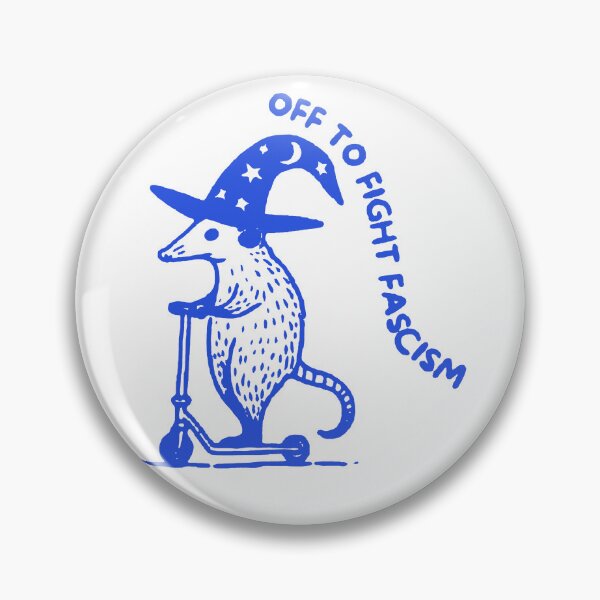 Item preview, Off to Fight Fascism Opossum on a Scooter meme designed and sold by RamneekFraty.