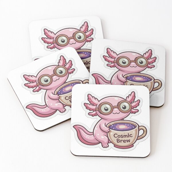 Item preview, Cosmic Brew Axolotl – Cute Kawaii Coffee Galaxy Lover Sticker designed and sold by AxoloteLabsArts.