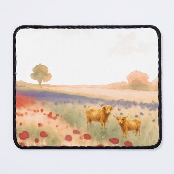 Item preview, Highland cow in red flower field designed and sold by Burke3384.