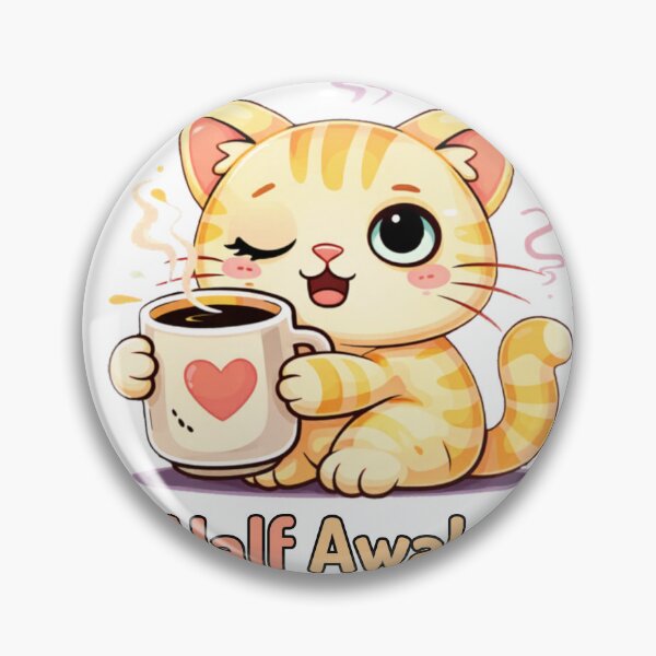Artikelvorschau, Halb wach ??☕ | Süße, verschlafene Katzenstimmung entworfen und verkauft von Kawaii Cosmos Cats.