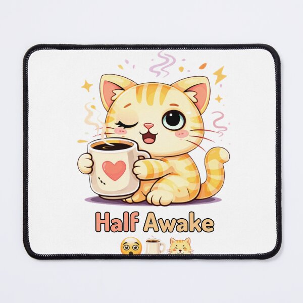 Item preview, Half Awake ??☕ | Cute Sleepy Cat Mood designed and sold by Kawaii Cosmos Cats.
