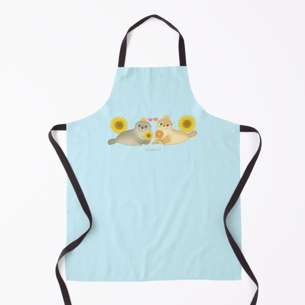 Item preview, Seal Couple with Sunflowers - Solid Blue designed and sold by HIMEKARI.