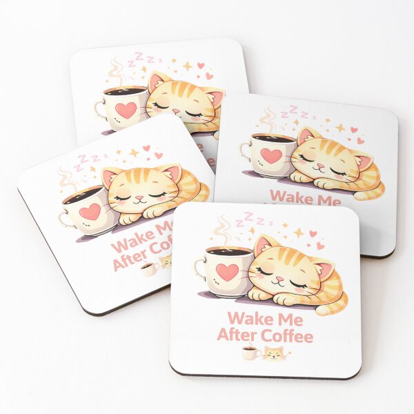 Item preview, Wake Me After Coffee ?☕ | Sleepy Cat Vibes designed and sold by Kawaii Cosmos Cats.
