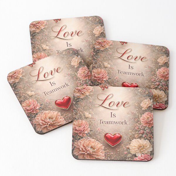 Item preview, Love Is Teamwork Love Quote | Romantic Relationship Printable | Soft Floral Heart Design designed and sold by Ned_Studio.
