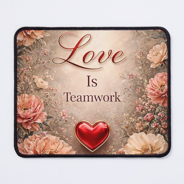Item preview, Love Is Teamwork Love Quote | Romantic Relationship Printable | Soft Floral Heart Design designed and sold by Ned_Studio.