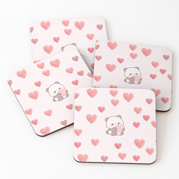 Item preview, Cute Teddy Bear Holding Heart with Pink Watercolor Hearts Pattern | Kawaii Love Design designed and sold by DreamForge Collections.